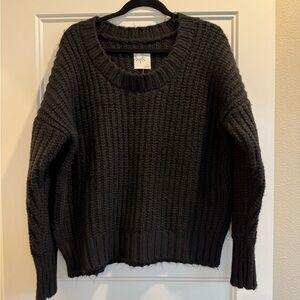 Aerie Offline Black Chunky Knit Sweater Oversized Small NWT